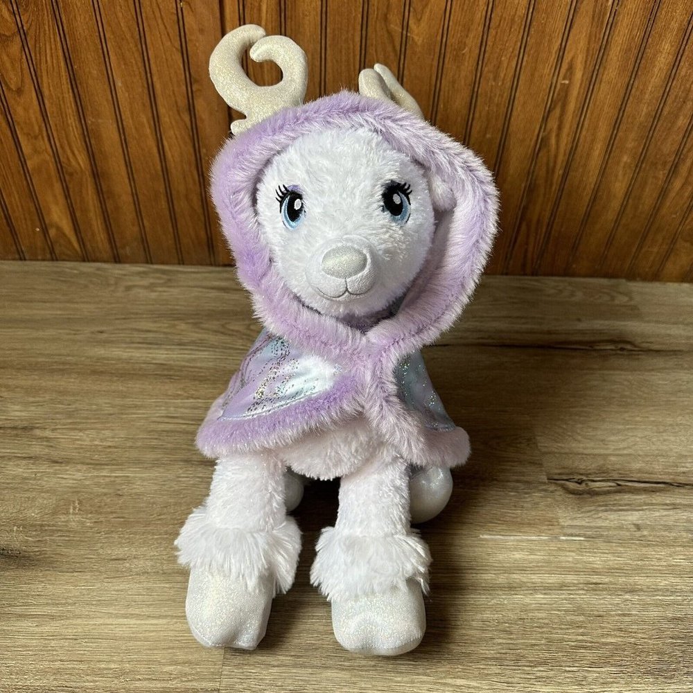 Build A Bear Glisten Reindeer 15" Plush Lavender Fur Cape Medallion Winter - Picture 1 of 7